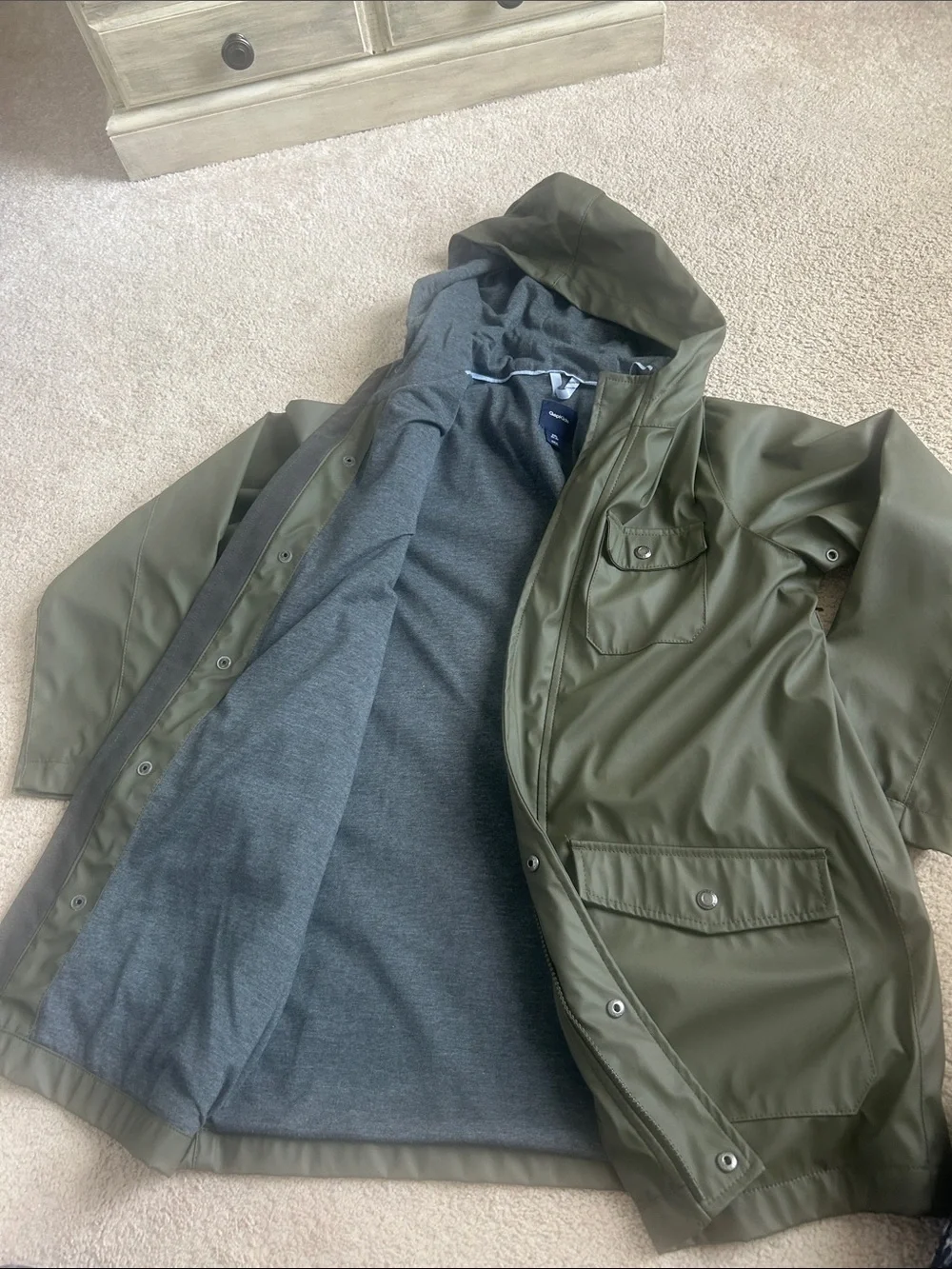 Kids Gap Olive Green Hooded Raincoat